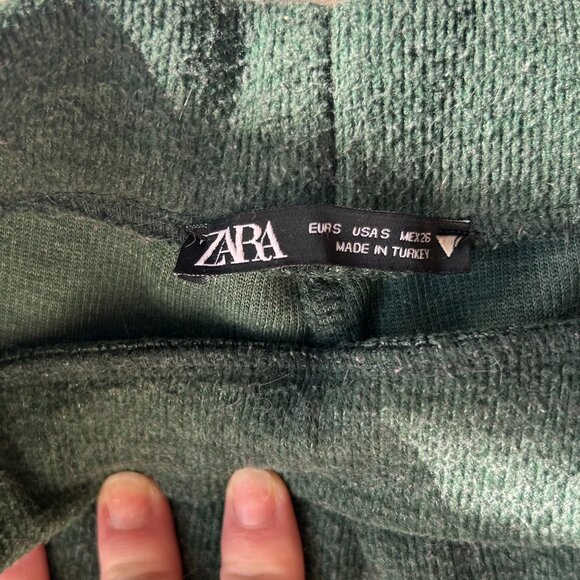 Pantalon vert texturé à taille élastique /Dark green textured pants with elastic - Picture 1 of 3